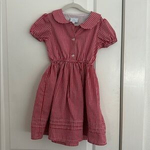 Little English Classic Red Gingham Girls Dress sz 6